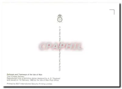 I.O.M.R. No7 'TYNWALD' shunts spoil at Foxdale — Isle of Man Post Office, série S(12) — Verso