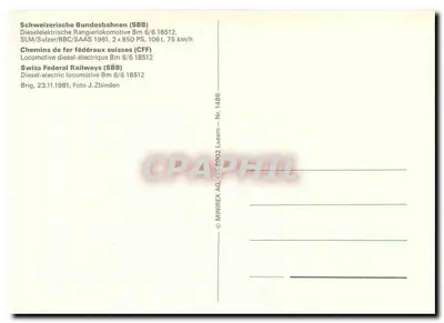 Lokomotywa SBB-CFF 18512 — Brig — MINIREX AG, N° 1486 — Rewers