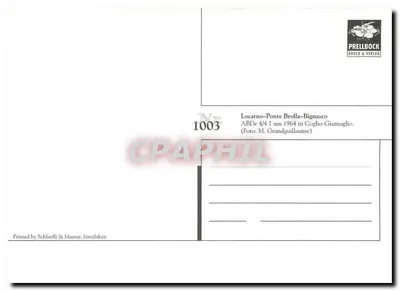 Locarno-Ponte Brolla-Bignasco — estação de Coglio-Giumaglio — editor Prellbock Druck & Verlag, n° 1003 — Verso