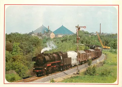Lok 58 3032 — z pociągiem towarowym w Ronneburg — Reichenbach (Vogtl)
