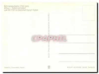 Zittau - Oybin — Trem a vapor Lok 99 1731 no Estação de Oybin — editor Vogtl. (Vogtl. Heimat und Postkarten) — Verso
