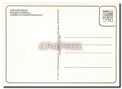 Karlsruhe — Plac Główny z Ratuszem — opracowanie Friedricha Weinbrennera — Rewers