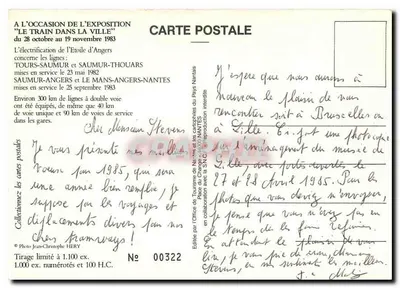 Inauguração da eletrificação da Estrela de Angers — Estação de Nantes — SNCF 22356 — Edição H.C. n°00322 — Verso