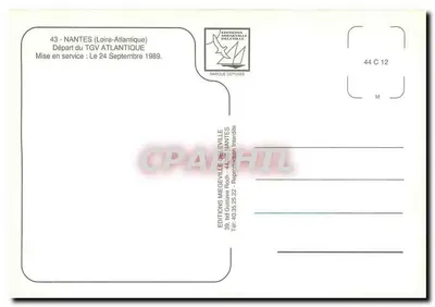 TGV Atlantique — Pociąg 316 — Éditions Miegeville-Deleville — Rewers