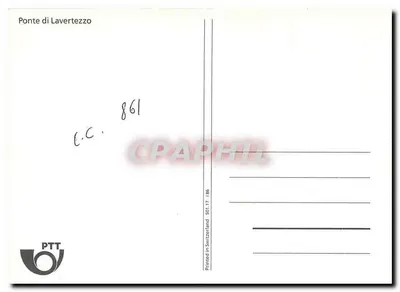 Most Lavertezzo — kamieniany most nad przepaścią, wydawca PTT Szwajcaria, numer seryjny 501.17 — Rewers