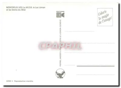 Montreux (VD) — O M.O.B. e as Dentes-du-Midi — Éditions Pierre Jaeger & Fils SA, n° 6259 — Verso