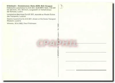 Elektryczna lokomotywa Ce 4/6 307 — wystawiona w Szwajcarskim Muzieum Transportu, Lucerna — MINIREX AG, nr 1480 — Rewers