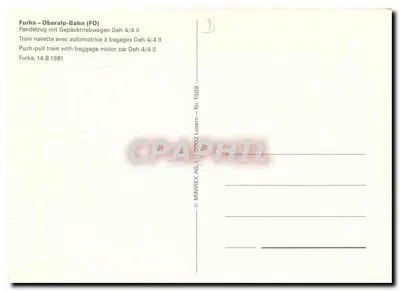 Furka – Oberalp-Bahn (FO) — Pendelzug mit Gepäcktriebwagen Deh 4/4 II — MINIREX AG, Luzern – Nr. 1509 — Verso