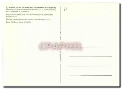 St. Gallen – Gais – Appenzell – Alttstätten – Bahn (SGA) — Elektrische Mehrfachlokomotive ABDeh 4/4 3 — MINIREX AG, Nr. 1514 — Rückseite