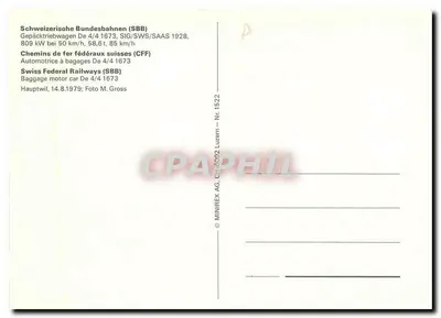 Automotriz de bagagens De 4/4 1673 — SBB — Hauptwil, 14.8.1979 — Verso