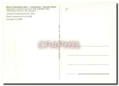 Elektryczna lokomotywa Ce 4/4 308 — Berner Alpenbahn — Leissigen — MINIREX AG — Rewers