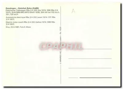 Oensingen – Balsthal-Bahn — OeBB — Nr. 1525 — Verso