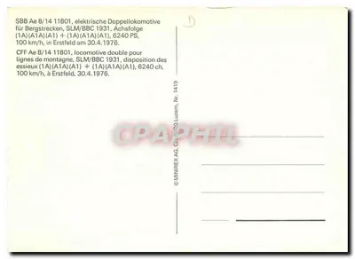 Elektryczna lokomotywa SBB Ae 8/14 11801 — Erstfeld — MINIREX AG, nr 1419 — Rewers