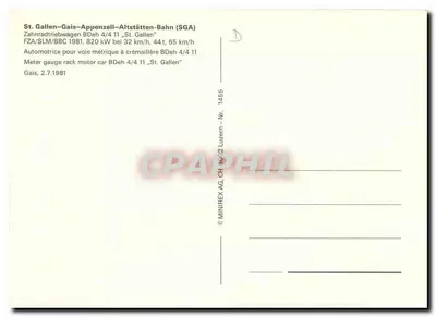 St. Gallen–Gais–Appenzell–Altstätten-Bahn — Automotrice BDeh 4/4 11 — MINIREX AG, Luzern — Rewers