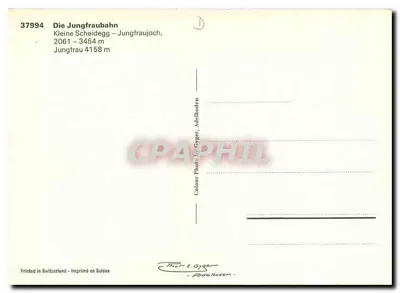 Trem da Jungfraubahn — entre Kleine Scheidegg e Jungfraujoch — Graphphil — Verso
