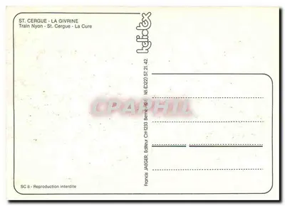 St. Cergue - La Givrine — Pociąg Nyons - St. Cergue - La Cure — Wydawca JAEGER, CH-1233 Berne-GE — Rewers