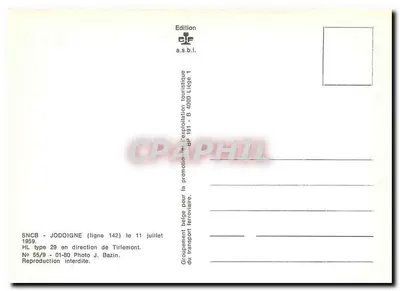Jodoigne — pociąg parowy typu HL 29 w kierunku Tirlemont — Wydawnictwo as.b.l. — Rewers