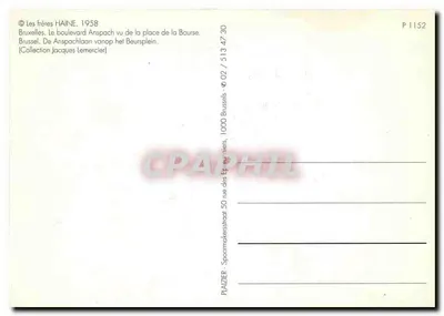 Boulevard Anspach — Bruxelas — Les frères Haine, n° P 1152 — Verso