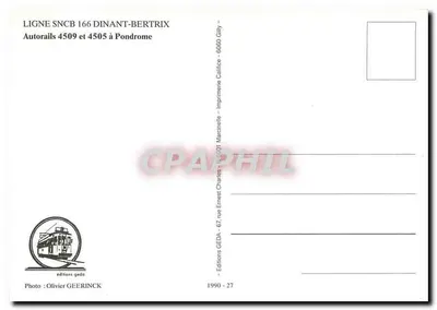 Autorails 4509 e 4505 em Pondrome — Linha SNCB 166 Dinant-Bertrix — Edições GEDA — Verso