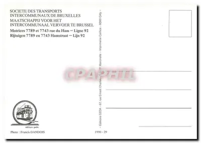 Tramwaje w Brukseli — Linia 92 — Wydawca GEDA, nr 29 — Rewers