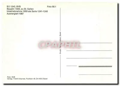 Tramway B2 1242 — ex St. Gallen, série 1241-1248 — Tramli-Press, Basel — Verso