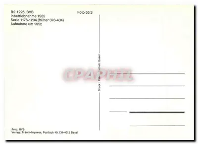 Tramway B2 1225 — Muttent-Pratteln — Tramli-Impress, Basel — Verso