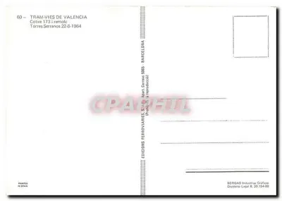 Tramway de Valência — Cotxe 173 à Torres Serranos — Edições Ferroviárias, S.A. n°60 — Verso