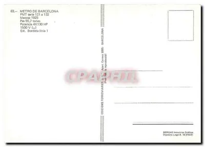 Trem FMT série 121-132 — Metrô de Barcelona — Edições Ferroviárias — Verso