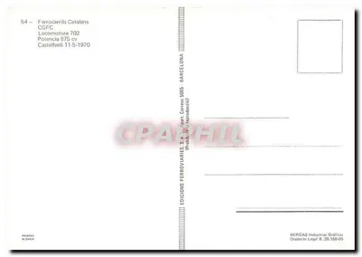 Pociąg nad mostem — Castellvell — Ferrocarrils Catalans CGFC — Rewers
