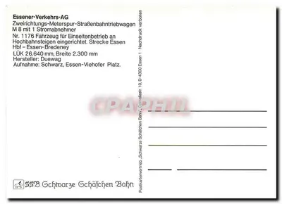 Tramwaj Essener-Verkehrs-AG — tramwaj M8 n°1176 — Essener Straßenbahn — Rewers
