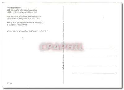 Lokomotywa ÖBB 1099 010-9 — 'Mariazellerbahn' — Dauertack Verlag & Co. Nr. A-0039 — Rewers