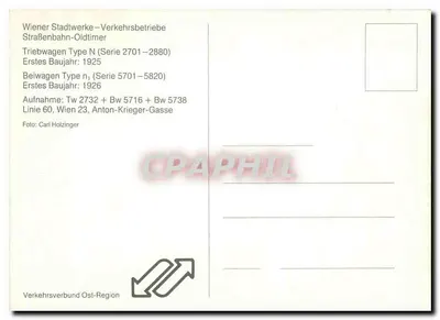 Tramway de Viena — Tipo N e Tipo n₁ — Wiener Stadtwerke-Verkehrsbetriebe — Verso