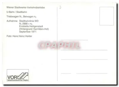 Tramwaj WD 2888 w Karl-Marx-Hof — Wien, wydawca Wiener Stadtwerke-Verkehrsbetriebe, numer serii 2888 — Rewers