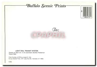 Trem metropolitano de Buffalo — NFTA — editor Edwards Press, n° B-205 — Verso