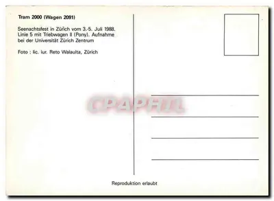 Tram 2000 — Zurique, linha 5 — Verso