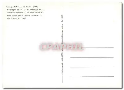 Tramway de Genebra — Tramway Be 4/4 721 e reboque B4 312 — Minirex AG — Verso