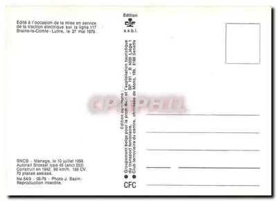 Gare de Braine-le-Comte — Ligne 117 — Autorail Brossel type 49 — Verso