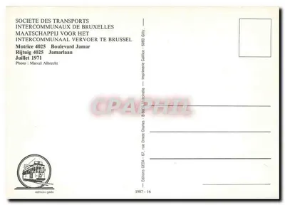Tramwaj nr 4025 w Brukseli — Spółka Przewozów Intermunicipalnych Brukseli — Wydawnictwo GEDA 1987 — Rewers