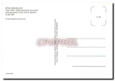 Tramway 1002 em Bruxelas — avenue de Tervueren — Éditions du Casri — Verso