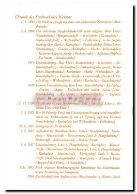 Weimar — Kalendarium transportu publicznego — wydawca nieodczytalny — Rewers
