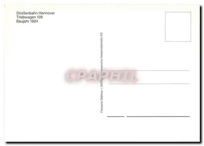 Tramwaj w Hanowerze — Tramwaj 109 — Wydawca: US THA Hannoversche Verkehrsbetriebe AG — Rewers