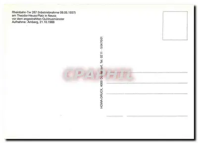 Tram 267 — Th. Heuss Platz, Neuss — HOWA-DRUCK, 4000 Düsseldorf — Verso