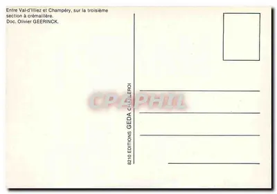 Tramwaj z łańcuchem między Val-d'Illiez a Champéry — sekcja 3 — Dokument Olivier Geerinck — Éditions Geda Charleroi n°8210 — Rewers