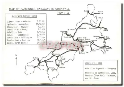 Pociąg parowy numer 637 — Cornouailles — Karta pocztowa z mapą linii kolejowych — Rewers