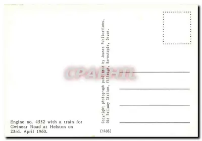 Locomotiva 4552 — Gwinear Road, Helston, Devon — Joanes Publications, Barnstaple — Verso