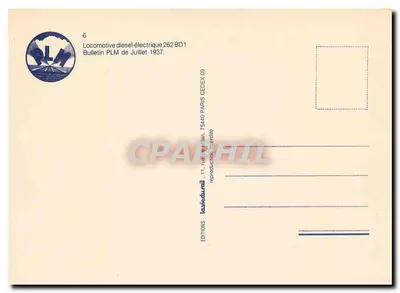 Locomotivas PLM — Locomotiva diesel-elétrica 262 BD1 — Bulletin PLM Julho 1937 — Verso