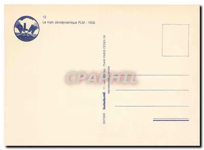 Trem aerodinâmico PLM — 1936 — Éditions Lafieduradi — Verso
