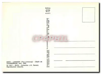Depósito de Tournebride - Lanaken (Pce Limbourg) — SNCV — Edição GTF a.s.b.l. n° 52/1 — Verso