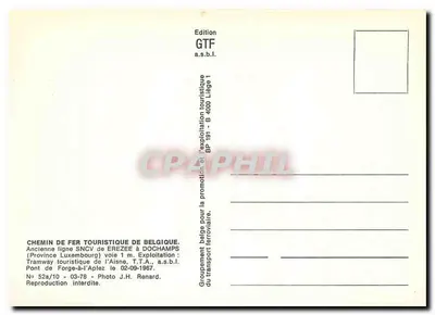 Tramwaj turystyczny z Erezée do Dochamps — dawniej linia SNCF — wydawnictwo GTF a.s.b.l. — Rewers