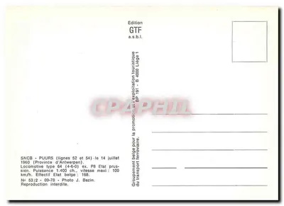 Puurs — Stacja SNCB — Lokomotywa 6105 — Wydawnictwo GTF a.s.b.l. — Rewers